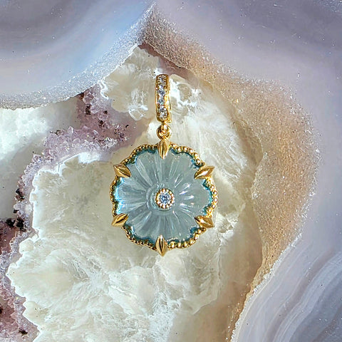 18k Solid Gold Blue Topaz Pendant | Indulgems | Designs in Real Gold