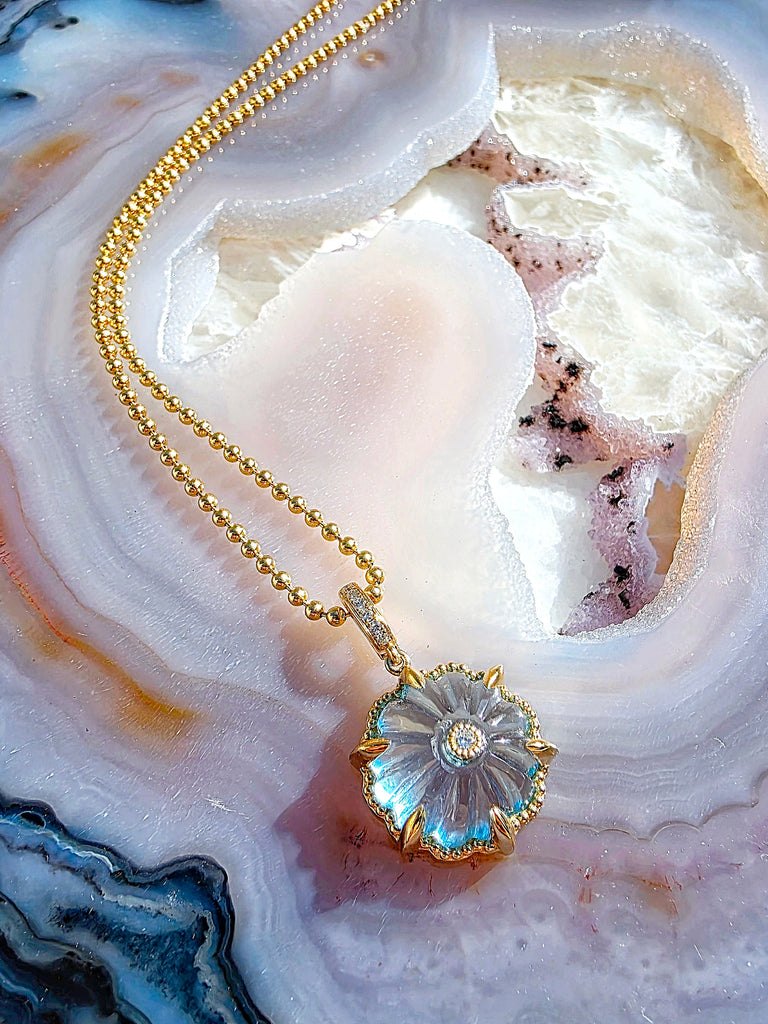 18k Solid Gold Blue Topaz Pendant | Indulgems | Designs in Real Gold