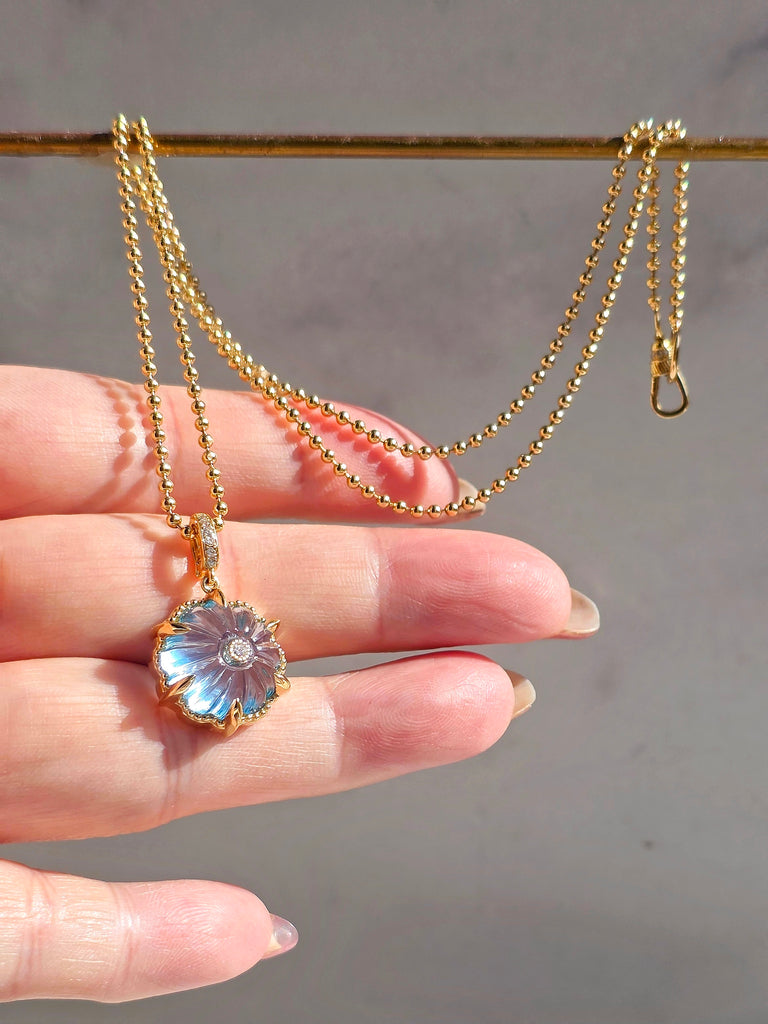 18k Solid Gold Blue Topaz Pendant | Indulgems | Designs in Real Gold
