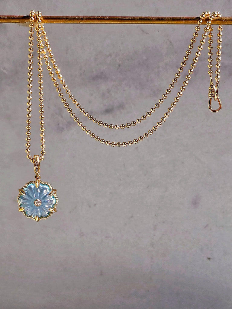 18k Solid Gold Blue Topaz Pendant | Indulgems | Designs in Real Gold