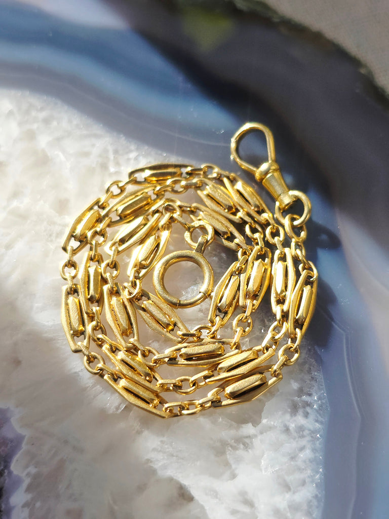 18k Solid Gold Antique French Watch Chain Necklaces | Indulgems