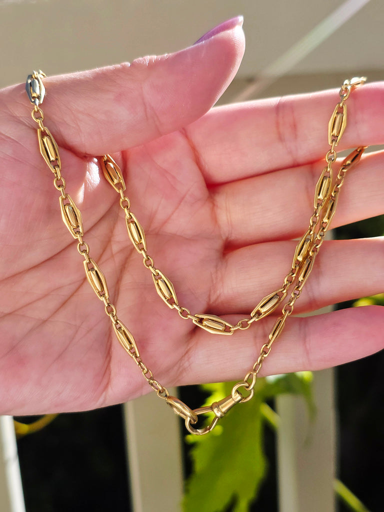 18k Solid Gold Antique French Watch Chain Necklaces | Indulgems