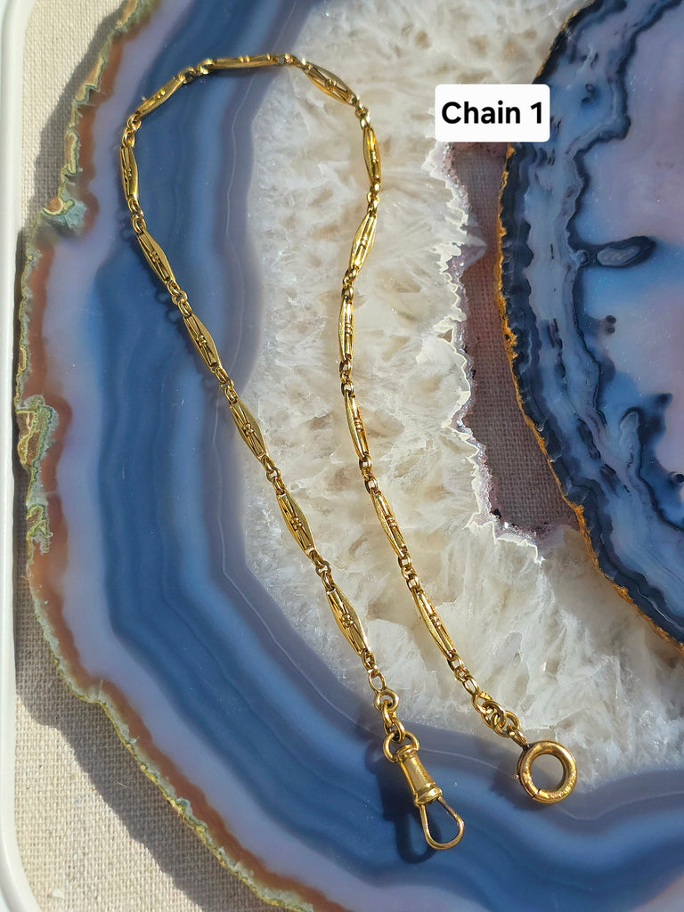 18k Solid Gold Antique French Watch Chain Necklaces | Indulgems