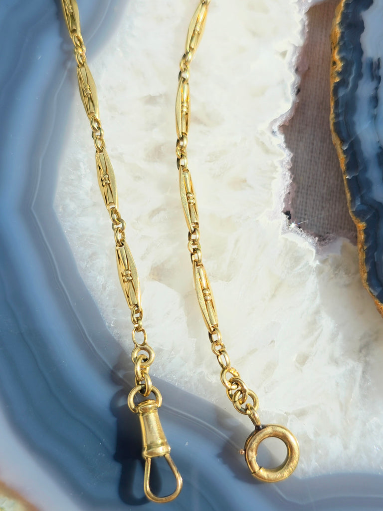 18k Solid Gold Antique French Watch Chain Necklaces | Indulgems