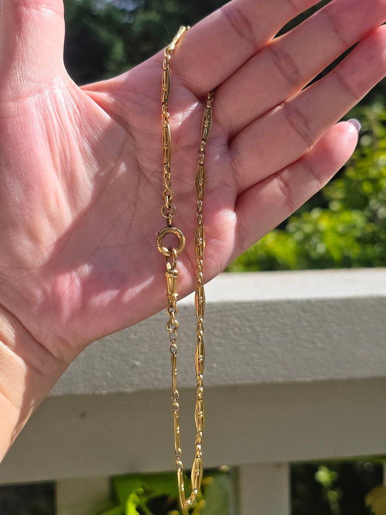 18k Solid Gold Antique French Watch Chain Necklaces | Indulgems