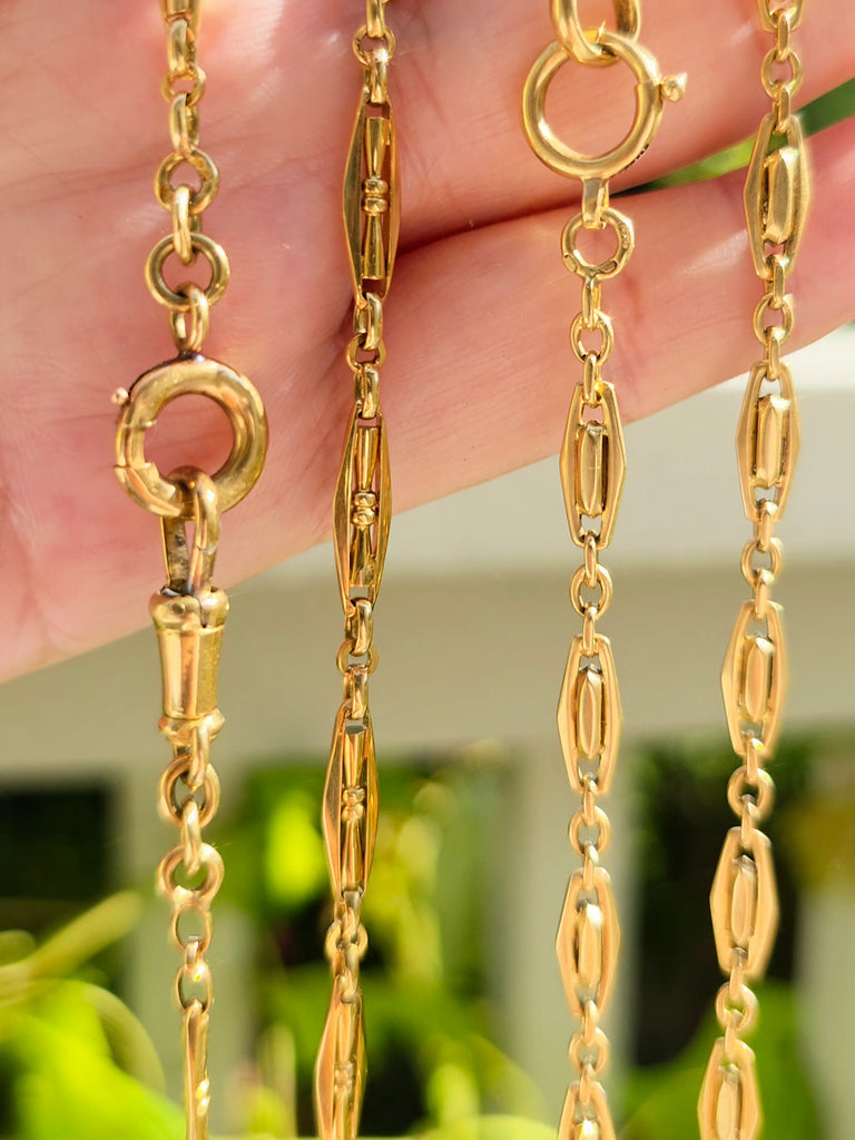 18k Solid Gold Antique French Watch Chain Necklaces | Indulgems