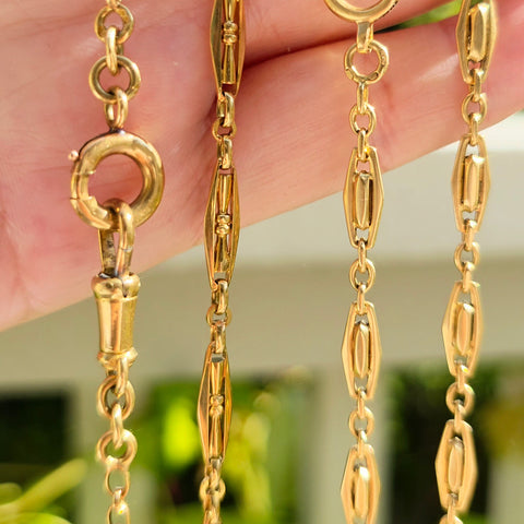 18k Solid Gold Antique French Watch Chain Necklaces | Indulgems