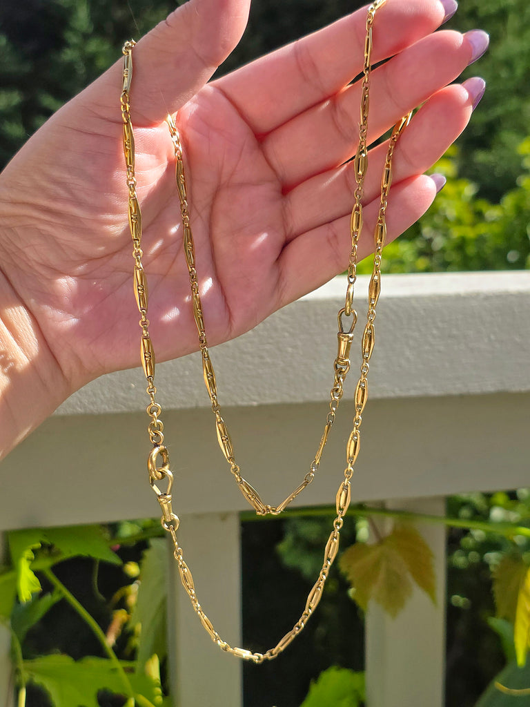 18k Solid Gold Antique French Watch Chain Necklaces | Indulgems