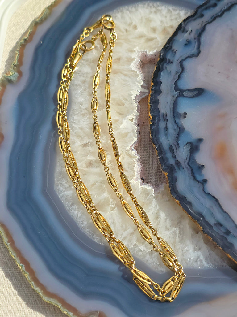 18k Solid Gold Antique French Watch Chain Necklaces | Indulgems