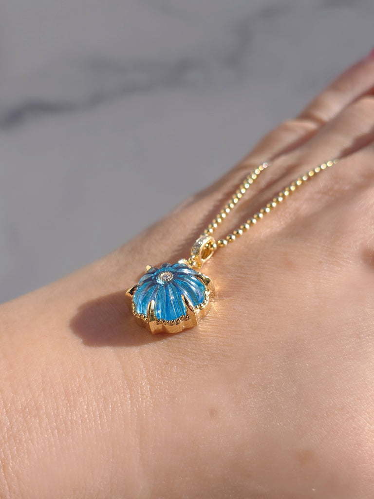 18k Solid Gold Blue Topaz Pendant | Indulgems | Designs in Real Gold