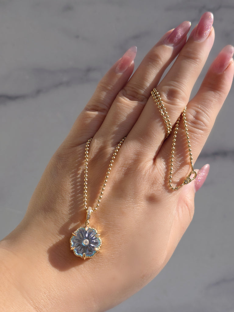 18k Solid Gold Blue Topaz Pendant | Indulgems | Designs in Real Gold
