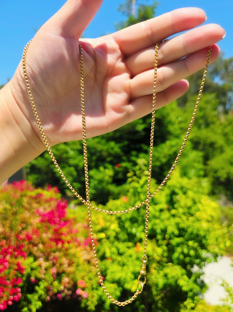 14k Yellow Gold Antique Long Guard Chain Necklace | Indulgems