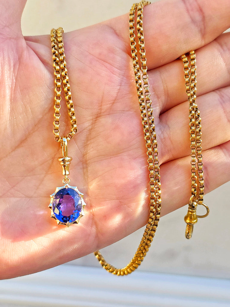 14k Yellow Gold 4.5 Carat Tanzanite Aurora Pendant | Indulgems