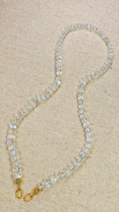 Rainbow Moonstone Gemstone High Quality 18K yellow Gold Necklace 18"