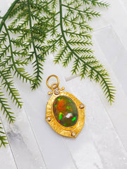 Opal Diamond 24K Gold Pendant