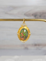 Opal Diamond 24K Gold Pendant