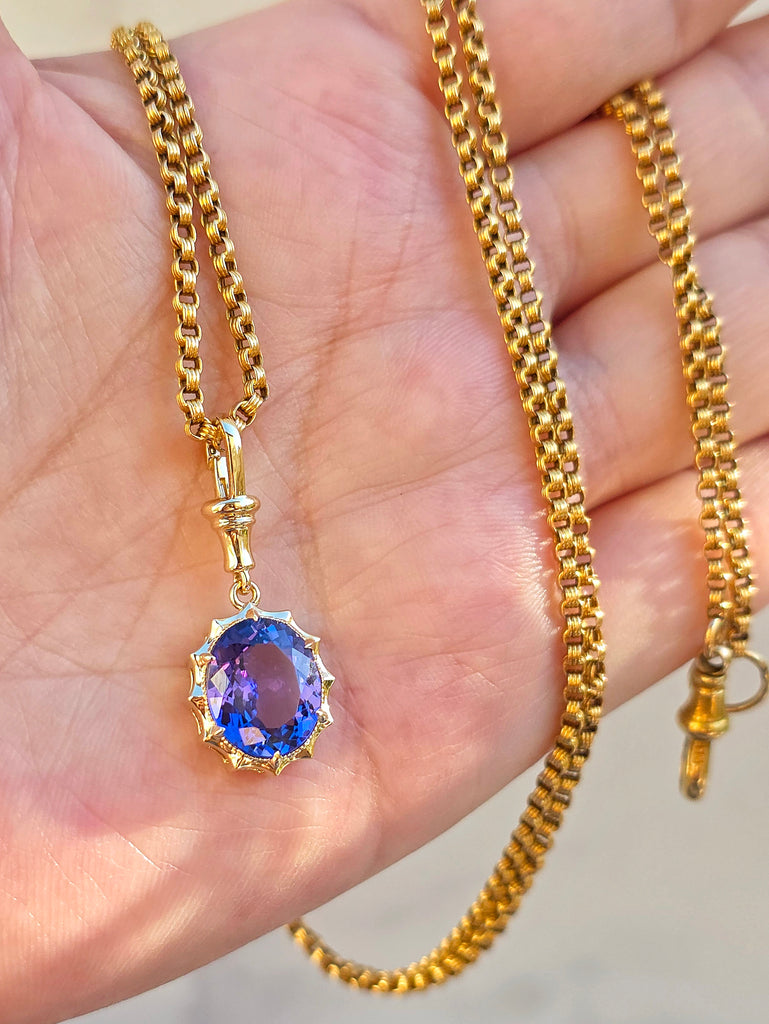 14k Yellow Gold 4.5 Carat Tanzanite Aurora Pendant | Indulgems