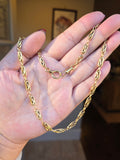 18k Solid Gold Antique French Knot Link Chain Necklace | Indulgems