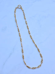 18k Solid Gold Antique French Knot Link Chain Necklace | Indulgems