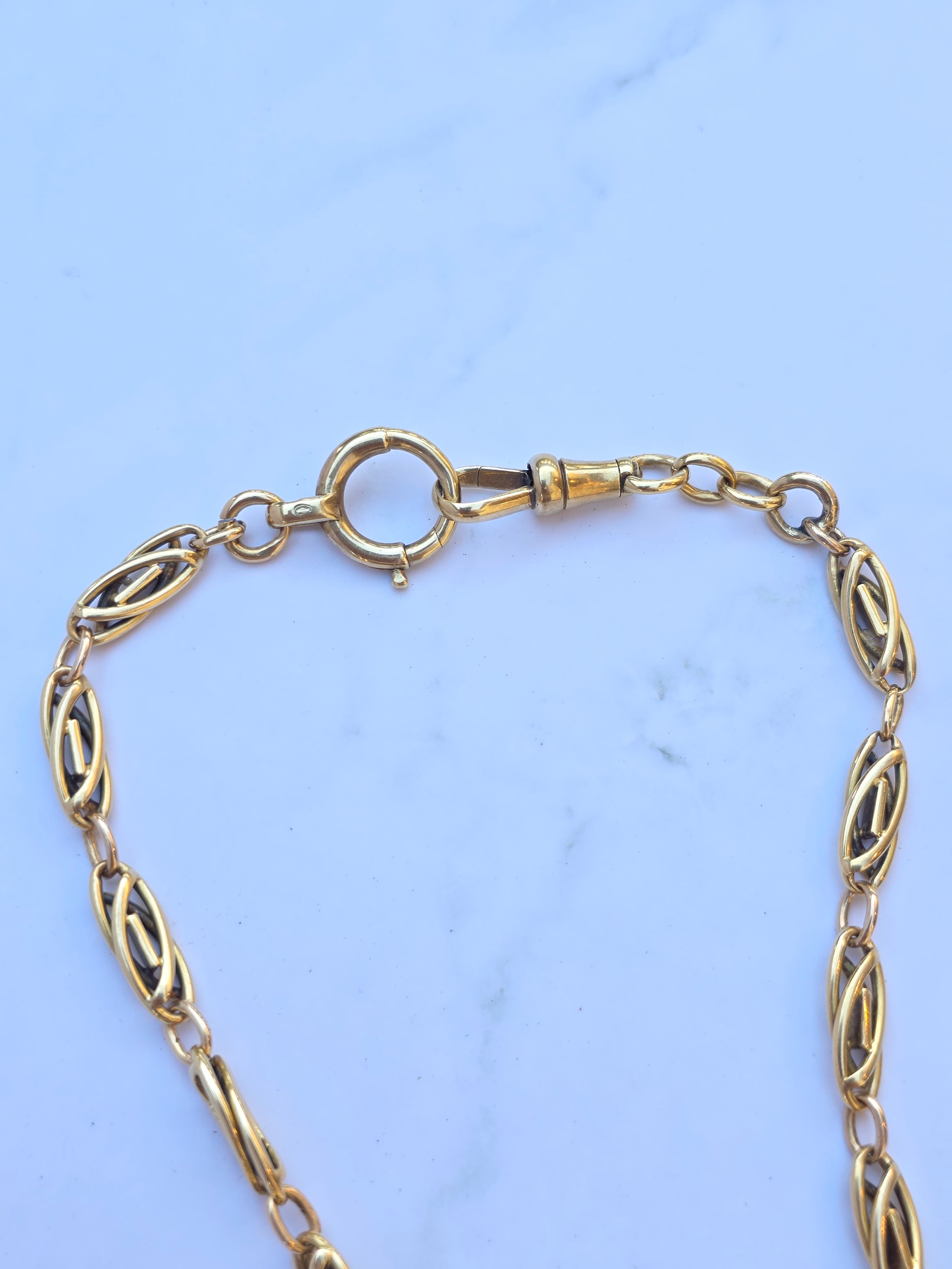 18k Solid Gold Antique French Knot Link Chain Necklace | Indulgems