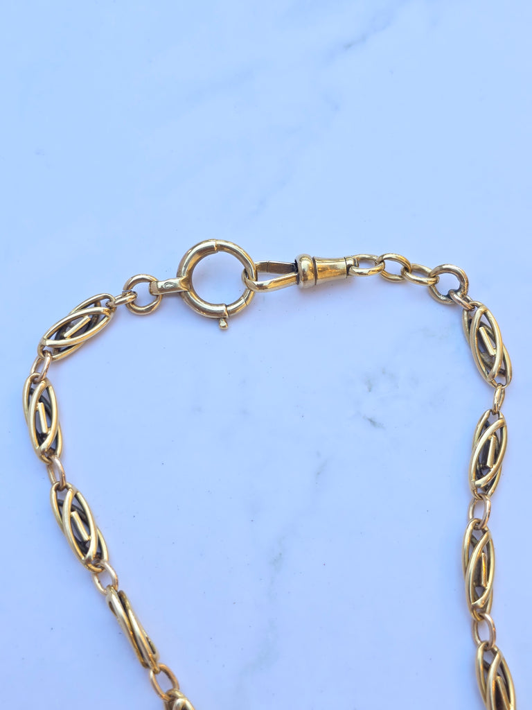 18k Solid Gold Antique French Knot Link Chain Necklace | Indulgems