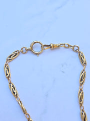 18k Solid Gold Antique French Knot Link Chain Necklace | Indulgems