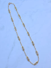18k Solid Gold Antique French Filigree Chain Necklace 19" | Indulgems