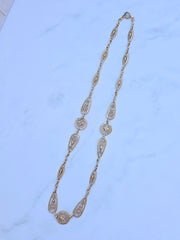 18k Solid Gold Antique French Filigree Chain Necklace 19" | Indulgems