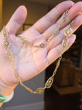 18k Solid Gold Antique French Filigree Chain Necklace 19" | Indulgems