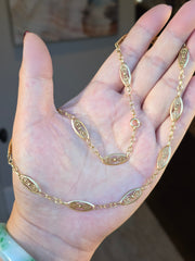 18k Solid Gold Antique French Filigree Chain Necklace 19" | Indulgems