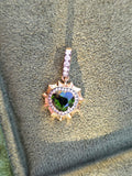 Aurora Halo Green Tourmaline Heart Pendant in 14K Gold | Indulgems