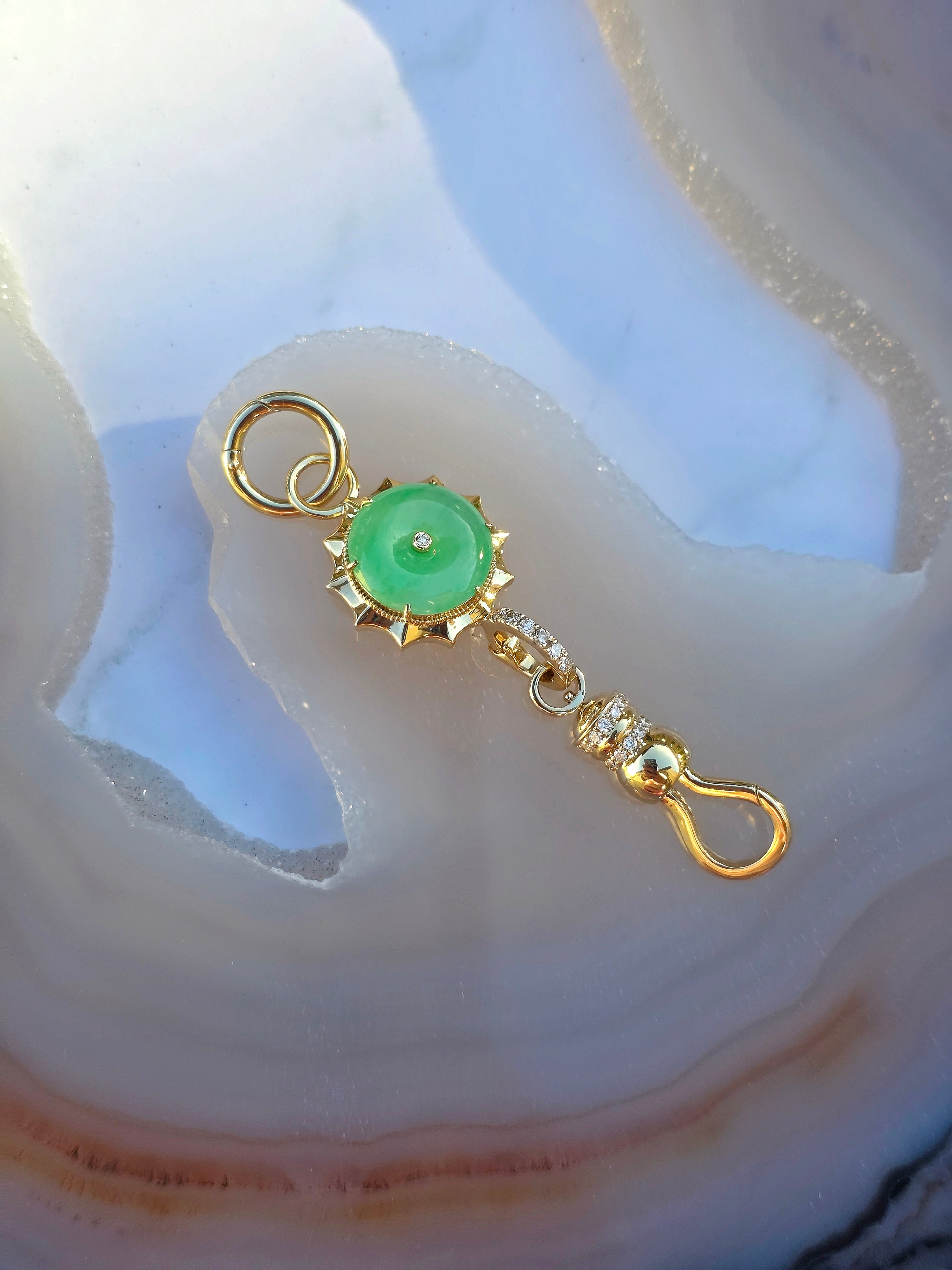 3-part Connector with Burmese Jadeite Donut | Indulgems