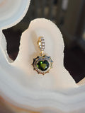 Aurora Halo Green Tourmaline Heart Pendant in 14K Gold | Indulgems