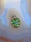 14k Yellow Gold & Platinum Tsavorite Garnet Diamond Baby Heart Locket Pendant | Indulgems
