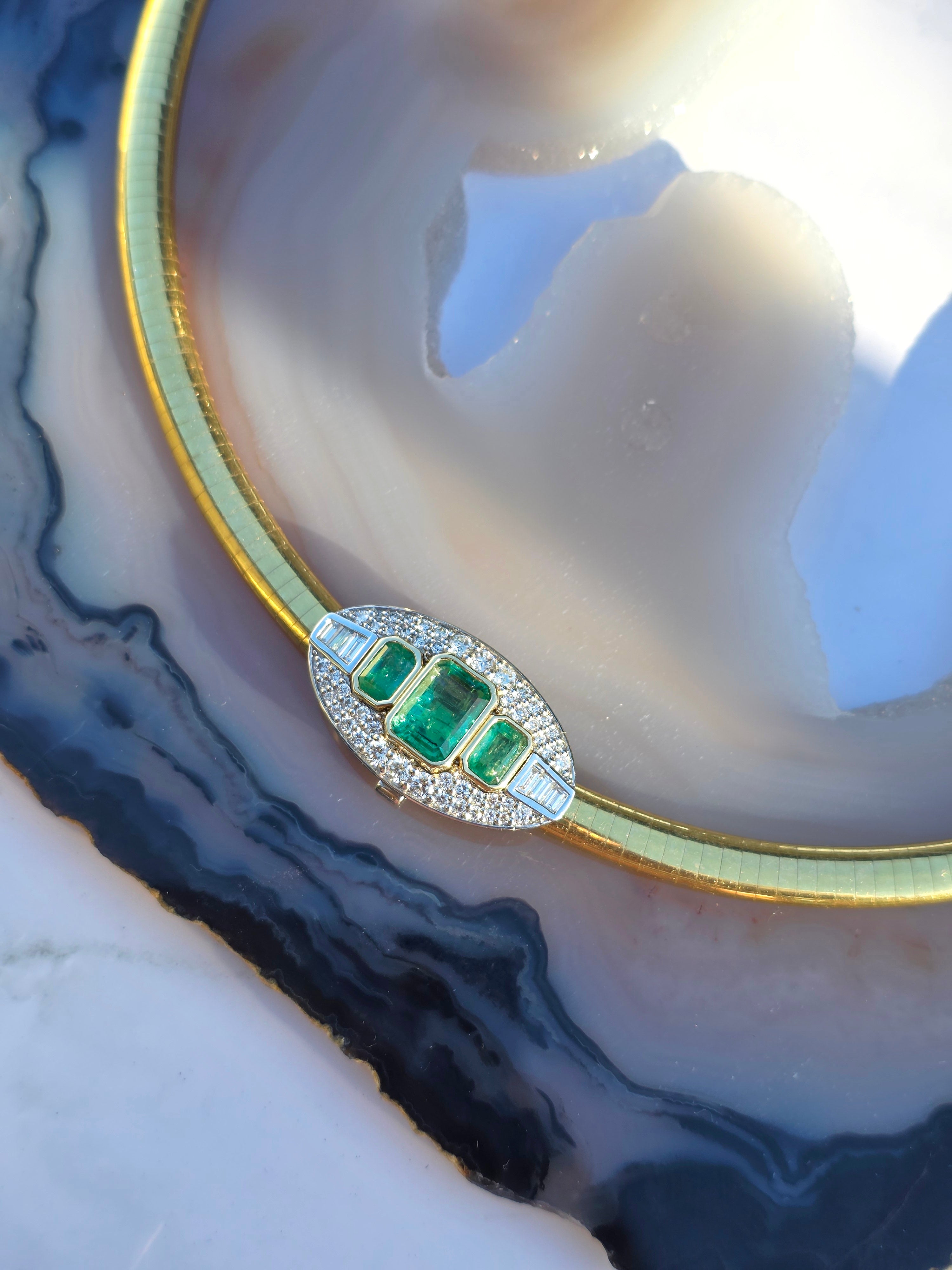 Platinum & 14K Yellow Gold Zambian Emerald Diamond Pendant Clip | Indulgems