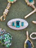 Platinum & 14K Yellow Gold Zambian Emerald Diamond Pendant Clip | Indulgems