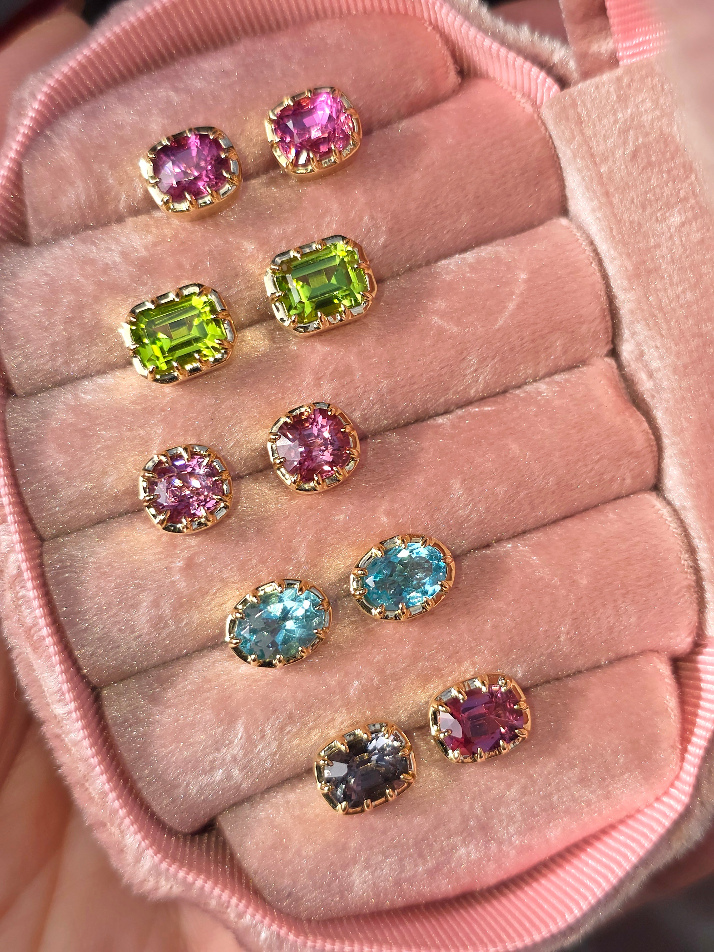 14k Yellow Gold Collette Bezel Gemstone Stud Earrings | Indulgems
