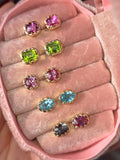 14k Yellow Gold Collette Bezel Gemstone Stud Earrings | Indulgems