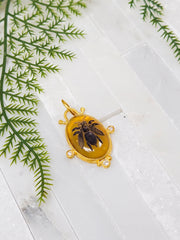 24K Gold Agate Pendant with Diamond - Queen Bee Intaglio