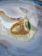 18k Solid Gold 6.8 Carat Zambian Emerald Cushion Statement Signet