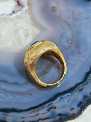 18k Solid Gold 6.8 Carat Zambian Emerald Cushion Statement Signet