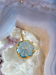 18k Solid Gold Blue Topaz Pendant | Indulgems | Designs in Real Gold