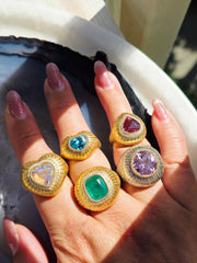 18k Gold & Platinum Star Kunzite Statement Ring | Indulgems | Hanabi Collection