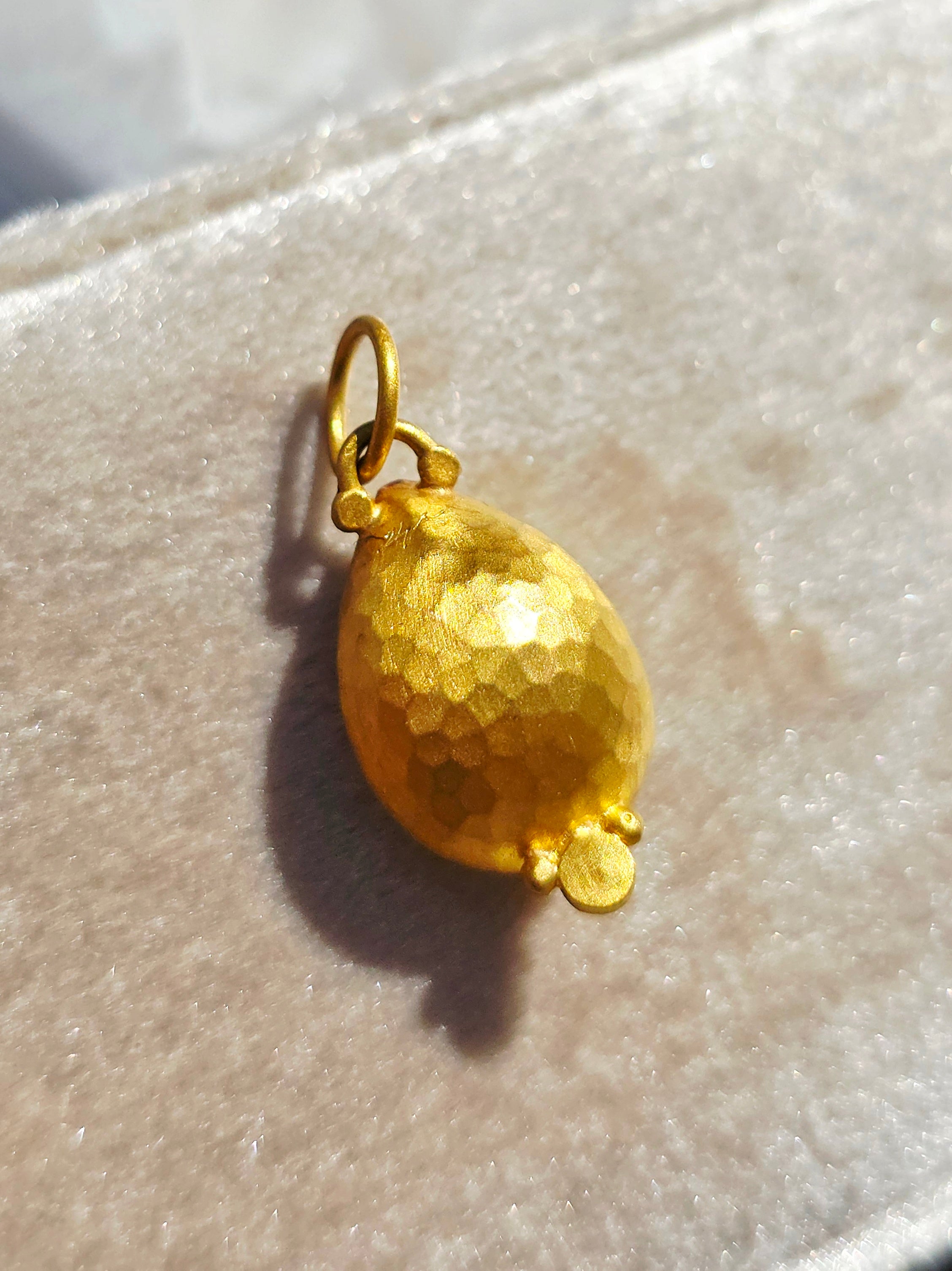 24K Gold Mexican Fire Opal Pendant with Diamond