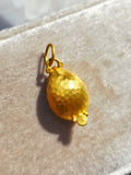 24K Gold Mexican Fire Opal Pendant with Diamond