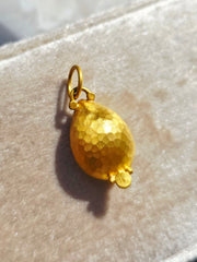 24K Gold Mexican Fire Opal Pendant with Diamond