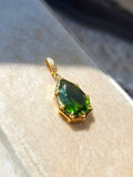 18k Solid Gold Green Tourmaline Gemstone Pendant in Antique-inspired Setting | Indulgems | Designs in Real Gold