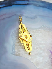 15K Gold Botanical Themed Diamond Accent Pendant | Indulgems | Antique Revival