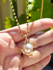 18k Solid Gold Large Freshwater Edison Pearl Pendant | Indulgems