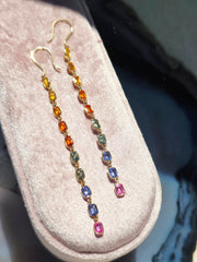 14k Yellow Gold Fancy Sapphire Rainbow Earrings | Indulgems